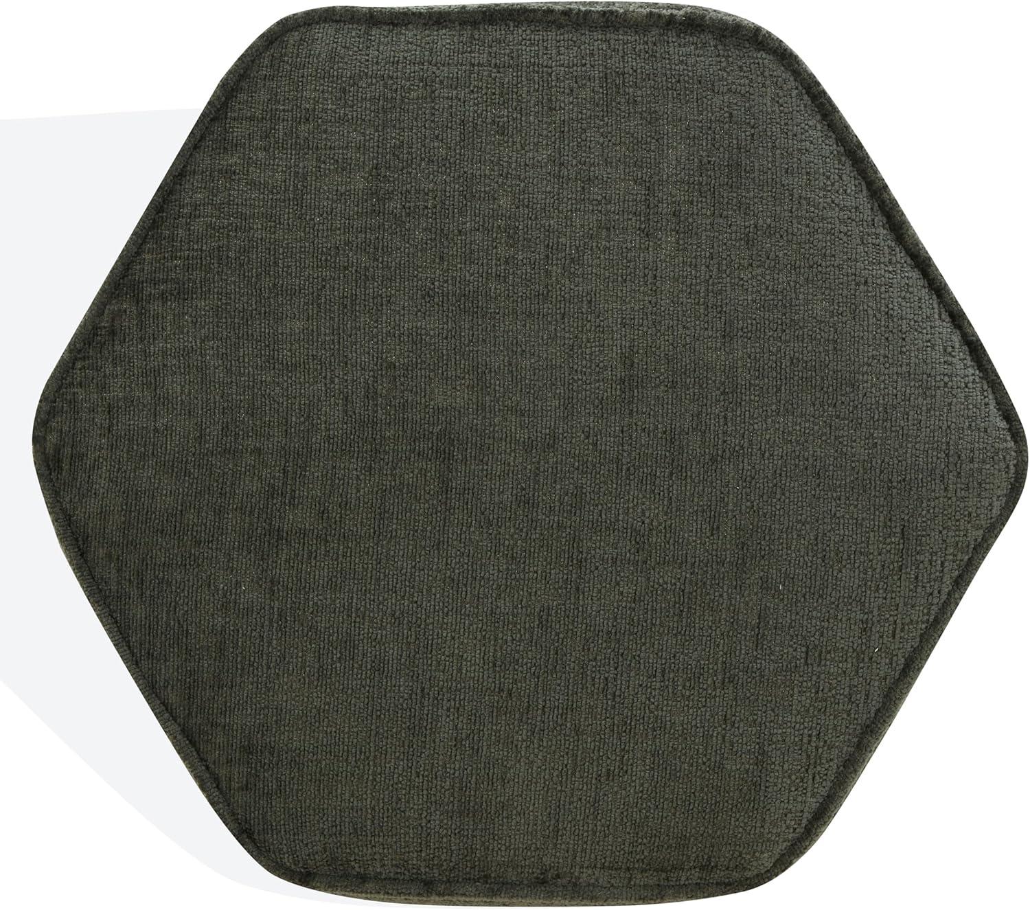 image:imageSAFAVIEH Couture Collection Rosaria Dark Green Chenille Upholstered Hexagon Shape Ottoman Foot Stool Accent Pouf Fully AssembledDark Green