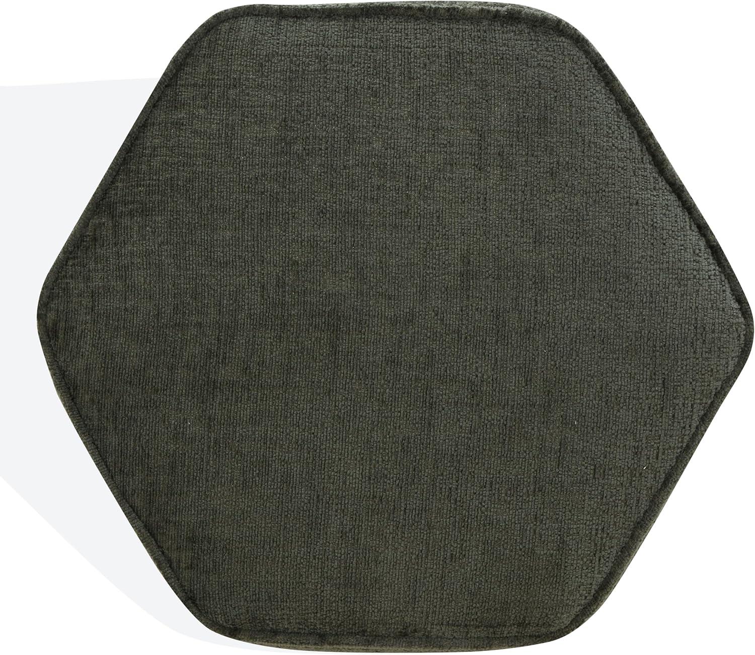 image:imageSAFAVIEH Couture Collection Rosaria Dark Green Chenille Upholstered Hexagon Shape Ottoman Foot Stool Accent Pouf Fully AssembledDark Green