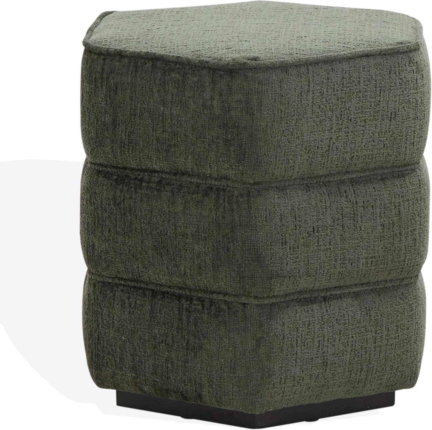 image:imageSAFAVIEH Couture Collection Rosaria Dark Green Chenille Upholstered Hexagon Shape Ottoman Foot Stool Accent Pouf Fully AssembledDark Green