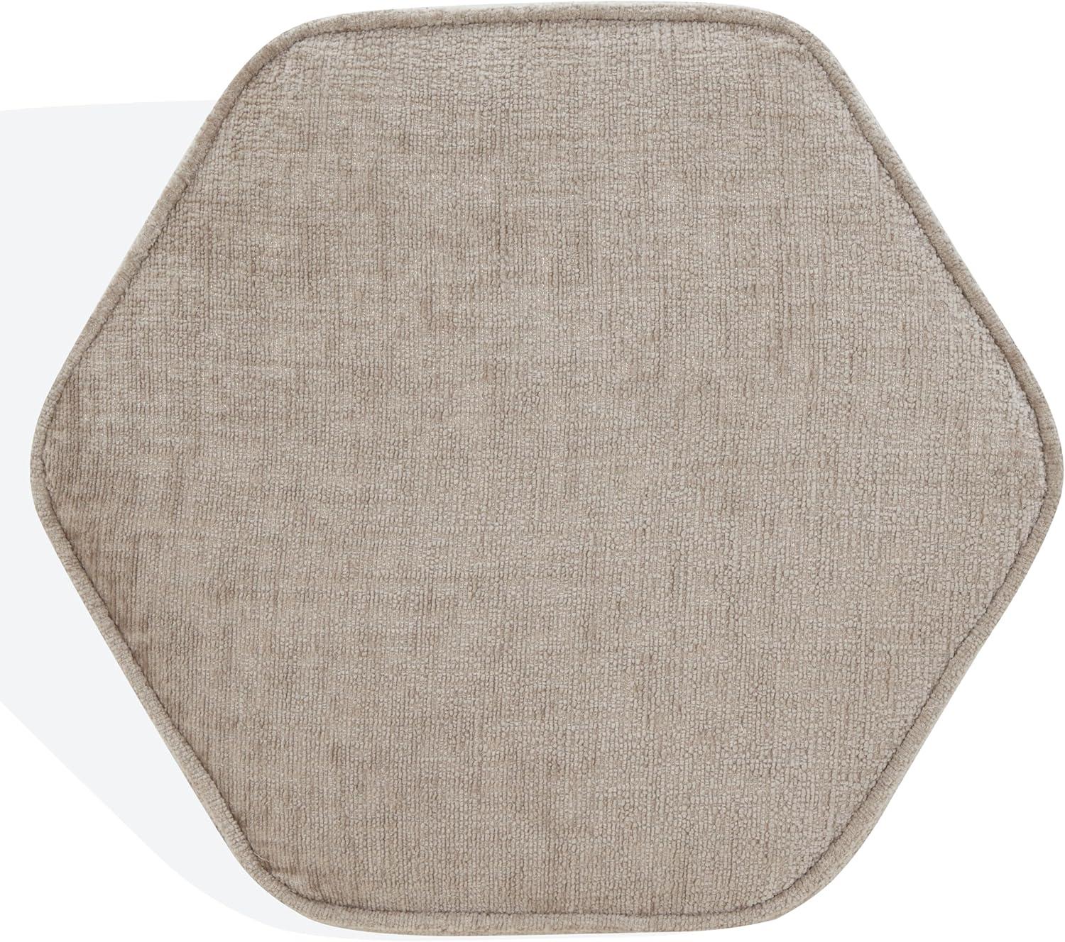 image:imageSAFAVIEH Couture Collection Rosaria Dark Green Chenille Upholstered Hexagon Shape Ottoman Foot Stool Accent Pouf Fully AssembledTaupe