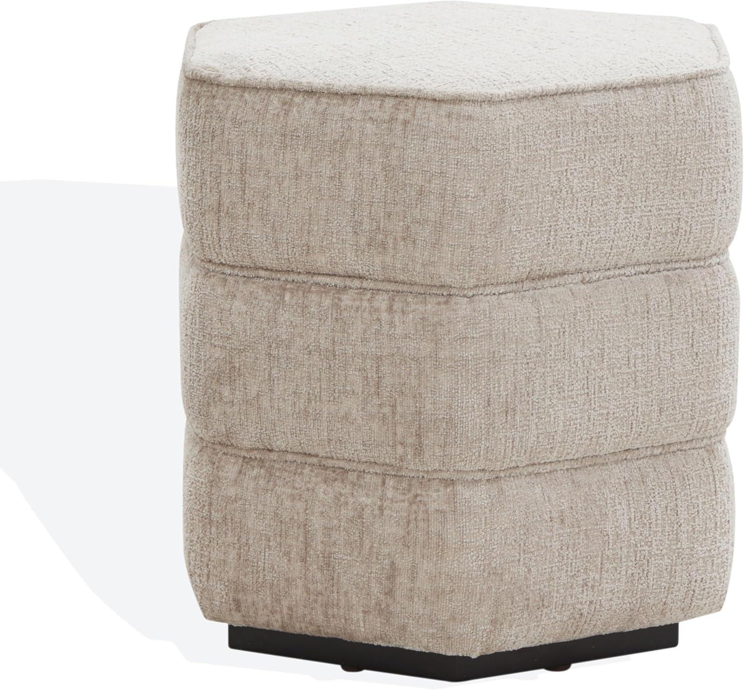 image:imageSAFAVIEH Couture Collection Rosaria Dark Green Chenille Upholstered Hexagon Shape Ottoman Foot Stool Accent Pouf Fully AssembledTaupe
