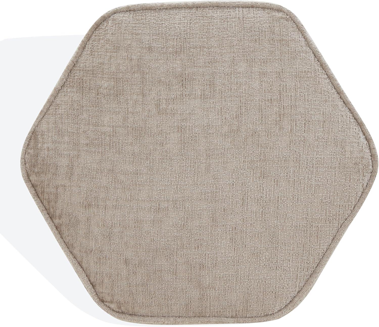 image:imageSAFAVIEH Couture Collection Rosaria Dark Green Chenille Upholstered Hexagon Shape Ottoman Foot Stool Accent Pouf Fully AssembledTaupe