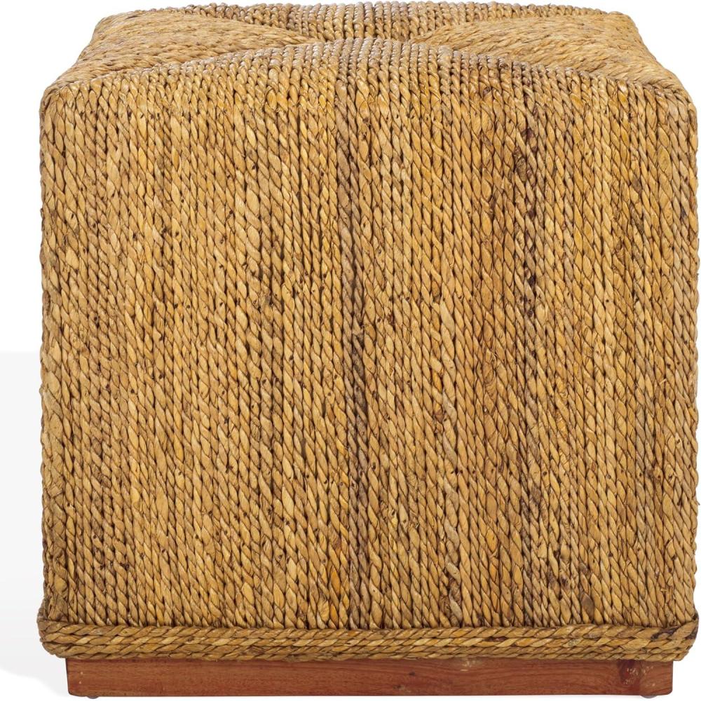 image:imageSAFAVIEH Couture Collection Donnabella Natural Woven Abaca Square Ottoman with Mahogany Base Fully Assembled CWK2020ANatural