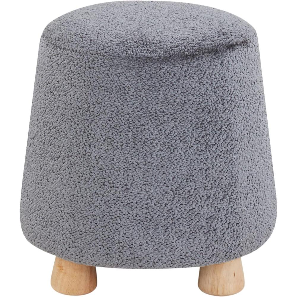 image:imageSAFAVIEH Couture Collection Denison Ivory amp Natural Round Chenille Ottoman Foot StoolDark GreyNatural