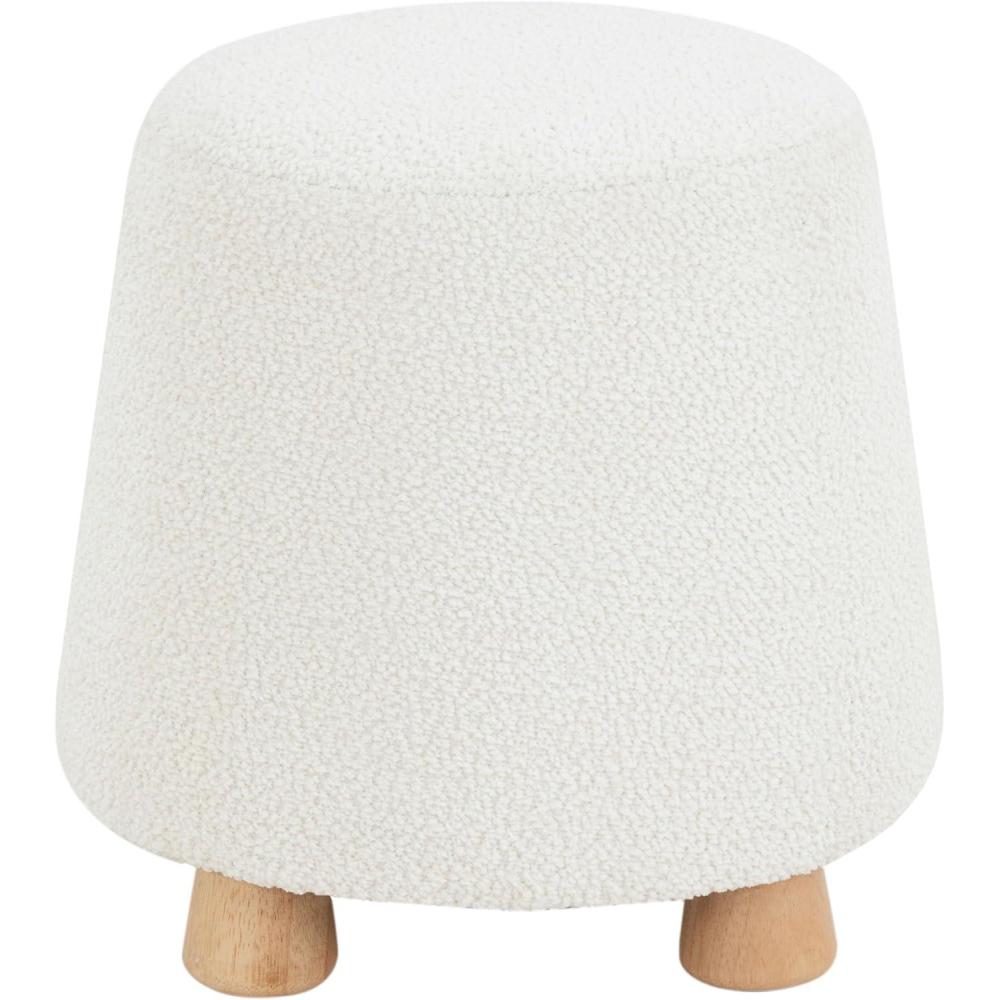 image:imageSAFAVIEH Couture Collection Denison Ivory amp Natural Round Chenille Ottoman Foot StoolIvoryNatural