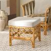 SAFAVIEH Couture Collection – Cherilynn Natural Rattan Pole Ottoman with White Cushion, Fully Assembled (CWK3020A)(Natural/White)