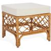 SAFAVIEH Couture Collection – Cherilynn Natural Rattan Pole Ottoman with White Cushion, Fully Assembled (CWK3020A)(Natural/White)