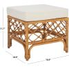 SAFAVIEH Couture Collection – Cherilynn Natural Rattan Pole Ottoman with White Cushion, Fully Assembled (CWK3020A)(Natural/White)