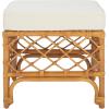 SAFAVIEH Couture Collection – Cherilynn Natural Rattan Pole Ottoman with White Cushion, Fully Assembled (CWK3020A)(Natural/White)