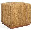 SAFAVIEH Couture Collection – Donnabella Natural Woven Abaca Square Ottoman with Mahogany Base, Fully Assembled (CWK2020A)(Natural)