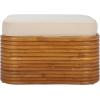 SAFAVIEH Couture Collection – Flanders Natural Rattan Pole Cocktail Ottoman with White Cushion, Fully Assembled (CWK2019A)(Natural/White)
