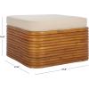 SAFAVIEH Couture Collection – Flanders Natural Rattan Pole Cocktail Ottoman with White Cushion, Fully Assembled (CWK2019A)(Natural/White)