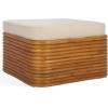 SAFAVIEH Couture Collection – Flanders Natural Rattan Pole Cocktail Ottoman with White Cushion, Fully Assembled (CWK2019A)(Natural/White)