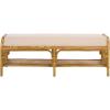 SAFAVIEH Couture Collection – Flanders Natural Rattan & White Bench, Cushioned Entryway Bench with Lower Shelf Storage, Coastal Boho Accent Seating, Fully Assembled (CWK2032A)(Natural/White)