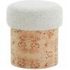 SAFAVIEH Couture Collection – Tobianna Round Cream Boucle & Burl Wood Ottoman, Modern Accent Seat, Fully Assembled (SFV5149A)(Beige/Burl)
