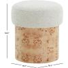 SAFAVIEH Couture Collection – Tobianna Round Cream Boucle & Burl Wood Ottoman, Modern Accent Seat, Fully Assembled (SFV5149A)(Beige/Burl)