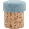 SAFAVIEH Couture Collection – Tobianna Round Cream Boucle & Burl Wood Ottoman, Modern Accent Seat, Fully Assembled (SFV5149A)(Blue/Burl)