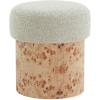 SAFAVIEH Couture Collection – Tobianna Round Cream Boucle & Burl Wood Ottoman, Modern Accent Seat, Fully Assembled (SFV5149A)(Cream/Burl)