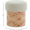 SAFAVIEH Couture Collection – Tobianna Round Cream Boucle & Burl Wood Ottoman, Modern Accent Seat, Fully Assembled (SFV5149A)(Cream/Burl)