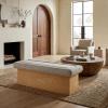SAFAVIEH Couture Collection – Trudy Gold Chenille Upholstered Bench, Fully Assembled Walnut Wood Base Accent Bench (SFV4882C)(Light Brown/Walnut)