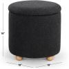 SAFAVIEH Couture Collection Becka Grey Boucle/Natural Round Storage Ottoman (Fully Assembled)(Black/Natural)