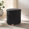 SAFAVIEH Couture Collection Becka Grey Boucle/Natural Round Storage Ottoman (Fully Assembled)(Black/Natural)