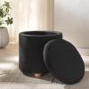 SAFAVIEH Couture Collection Becka Grey Boucle/Natural Round Storage Ottoman (Fully Assembled)(Black/Natural)