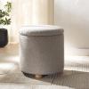 SAFAVIEH Couture Collection Becka Grey Boucle/Natural Round Storage Ottoman (Fully Assembled)(Grey/Natural)