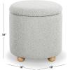 SAFAVIEH Couture Collection Becka Grey Boucle/Natural Round Storage Ottoman (Fully Assembled)(Grey/Natural)