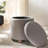 SAFAVIEH Couture Collection Becka Grey Boucle/Natural Round Storage Ottoman (Fully Assembled)(Grey/Natural)