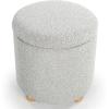 SAFAVIEH Couture Collection Becka Grey Boucle/Natural Round Storage Ottoman (Fully Assembled)(Grey/Natural)
