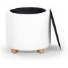 SAFAVIEH Couture Collection Becka Grey Boucle/Natural Round Storage Ottoman (Fully Assembled)(Ivory/Natural)