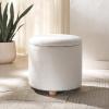 SAFAVIEH Couture Collection Becka Grey Boucle/Natural Round Storage Ottoman (Fully Assembled)(Ivory/Natural)