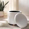 SAFAVIEH Couture Collection Becka Grey Boucle/Natural Round Storage Ottoman (Fully Assembled)(Ivory/Natural)