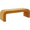 SAFAVIEH Couture Collection Caralynn Butterscotch Velvet Upholstered Curved Waterfall Bench (Fully Assembled)