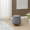 SAFAVIEH Couture Collection Denison Ivory & Natural Round Chenille Ottoman Foot Stool(Dark Grey/Natural)