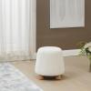 SAFAVIEH Couture Collection Denison Ivory & Natural Round Chenille Ottoman Foot Stool(Ivory/Natural)