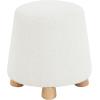 SAFAVIEH Couture Collection Denison Ivory & Natural Round Chenille Ottoman Foot Stool(Ivory/Natural)