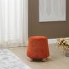 SAFAVIEH Couture Collection Denison Ivory & Natural Round Chenille Ottoman Foot Stool(Rust/Natural)