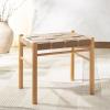 SAFAVIEH Couture Collection Devnie Brown Woven Leather & Natural Solid Wood Ottoman (Fully Assembled)(Brown/Natural)