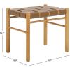 SAFAVIEH Couture Collection Devnie Brown Woven Leather & Natural Solid Wood Ottoman (Fully Assembled)(Brown/Natural)