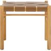 SAFAVIEH Couture Collection Devnie Brown Woven Leather & Natural Solid Wood Ottoman (Fully Assembled)(Brown/Natural)