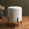 SAFAVIEH Couture Collection Jessa Ivory/Black Boucle Round Ottoman (Fully Assembled)(Ivory/Black)