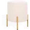 SAFAVIEH Couture Collection Jessa Ivory/Black Boucle Round Ottoman (Fully Assembled)(Ivory/Brass)