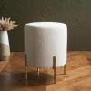 SAFAVIEH Couture Collection Jessa Ivory/Black Boucle Round Ottoman (Fully Assembled)(Ivory/Brass)