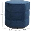 SAFAVIEH Couture Collection Rosaria Dark Green Chenille Upholstered Hexagon Shape Ottoman Foot Stool Accent Pouf, Fully Assembled(Navy)