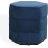 SAFAVIEH Couture Collection Rosaria Dark Green Chenille Upholstered Hexagon Shape Ottoman Foot Stool Accent Pouf, Fully Assembled(Navy)