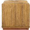 SAFAVIEH Couture Collection – Donnabella Natural Woven Abaca Square Ottoman with Mahogany Base, Fully Assembled (CWK2020A)(Natural)