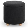 SAFAVIEH Couture Collection Becka Grey Boucle/Natural Round Storage Ottoman (Fully Assembled)(Black/Natural)