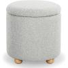 SAFAVIEH Couture Collection Becka Grey Boucle/Natural Round Storage Ottoman (Fully Assembled)(Grey/Natural)